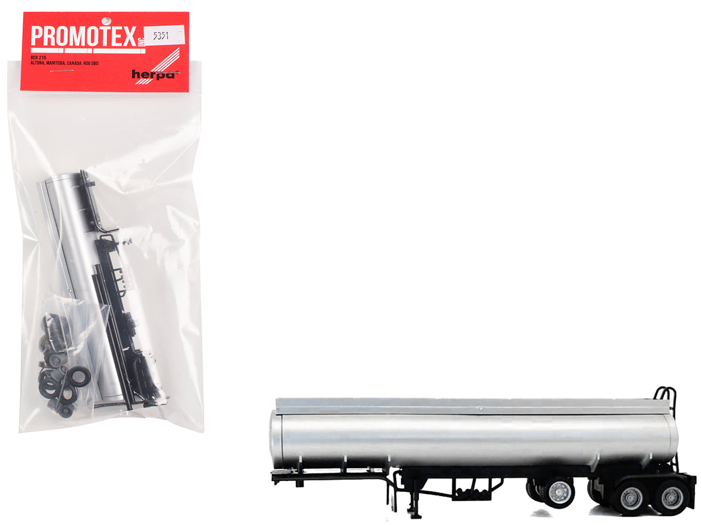 Tag-Axle Elliptical Tanker Trailer Silver 1/87 (HO) Plastic Model by Promotex free shipping USA
