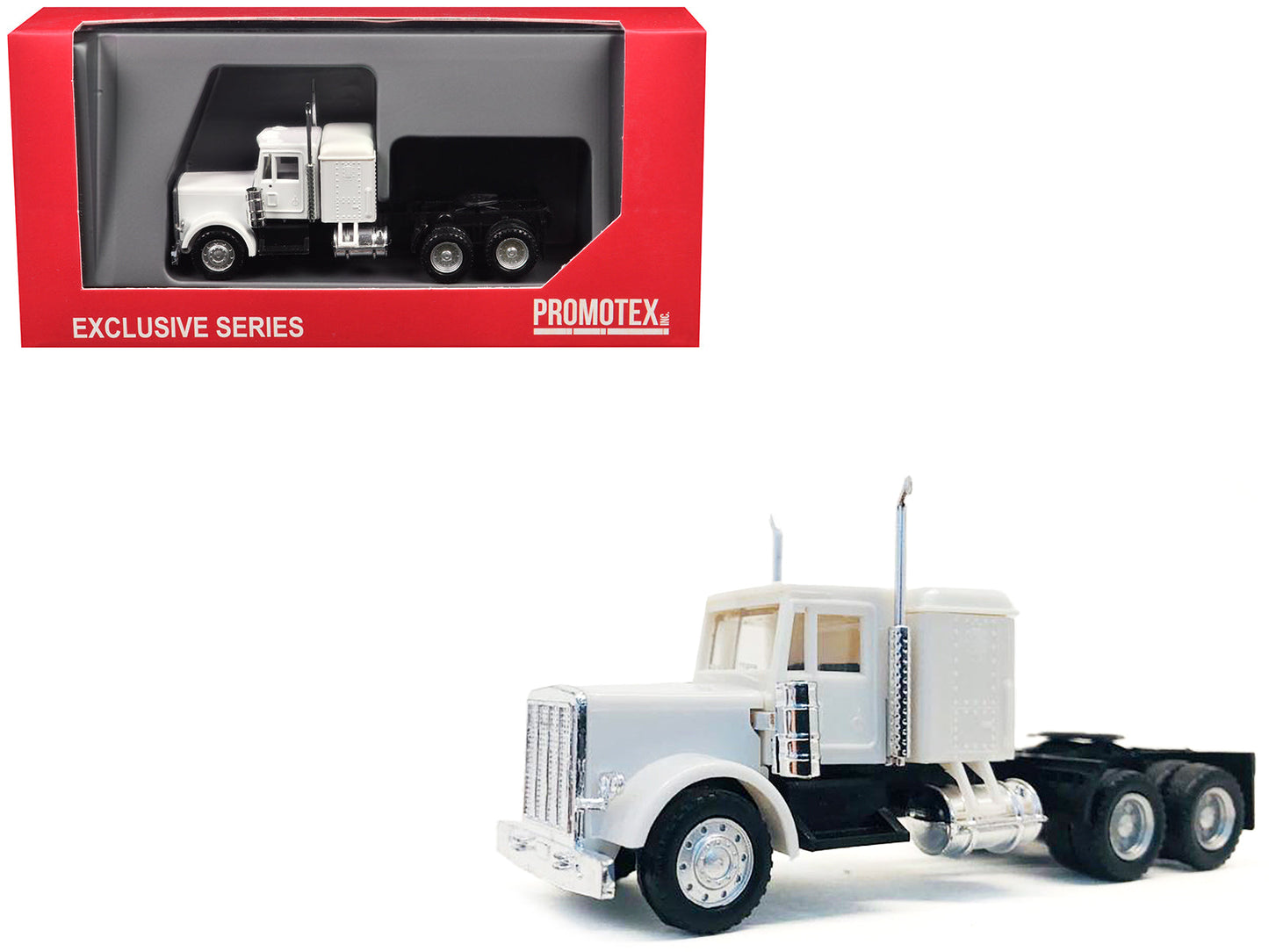 Peterbilt Sleeper Cab White 1/87 (HO) Plastic Model Car by Promotex free shipping USA