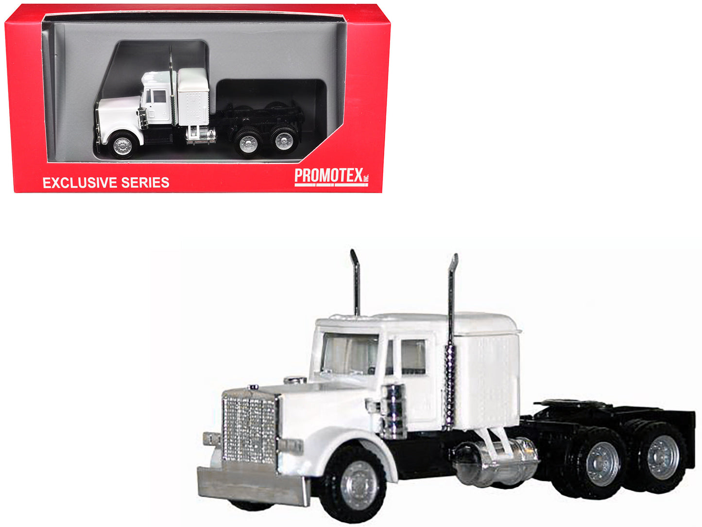 Peterbilt Long Tractor White 1/87 (HO) Plastic Model Car by Promotex free shipping USA