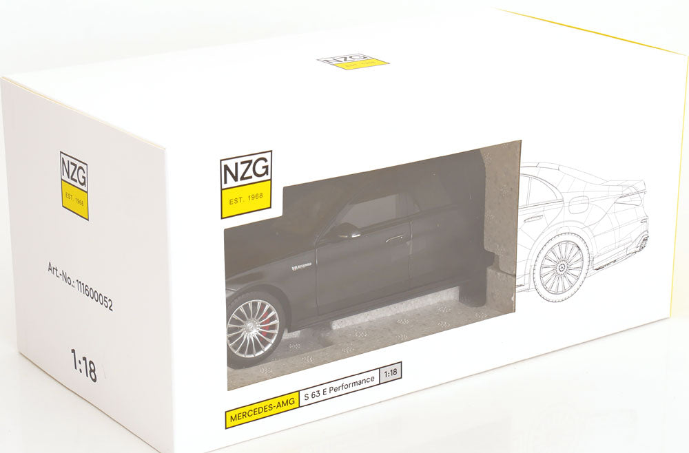 STM Diecast NZG Mercedes Benz S63 AMG E Performance Sedan (W223) Nightblack Magno 1:18 - View 5