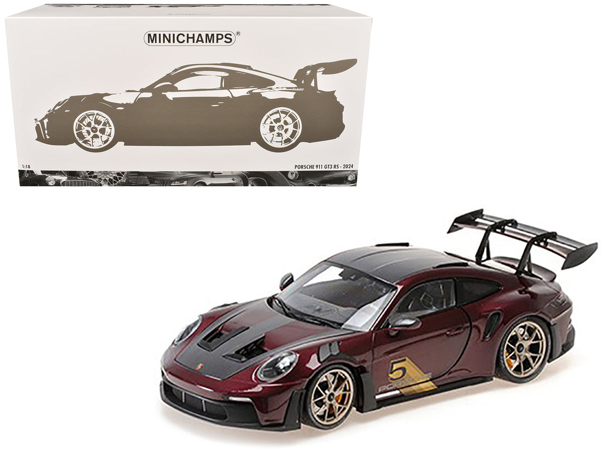 Rapid Vehicles 2024 Porsche 911 GT3 RS #5 Purple with Carbon Top and Hood Stripes Limited Edition...