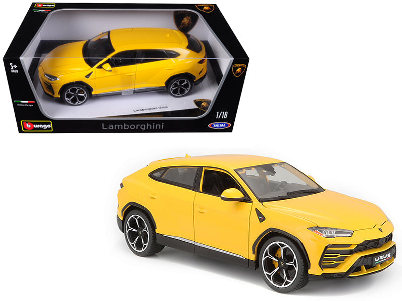 Lamborghini Urus Yellow 1/18 Diecast Model Car by Bburago free shipping USA