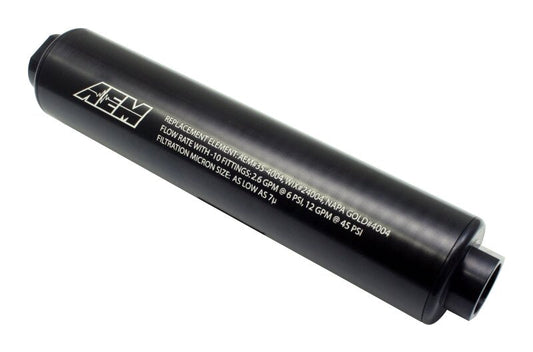 FR SPORT AEM Electronics Black Universal High Flow -10 AN Inline Fuel Filter - View 2