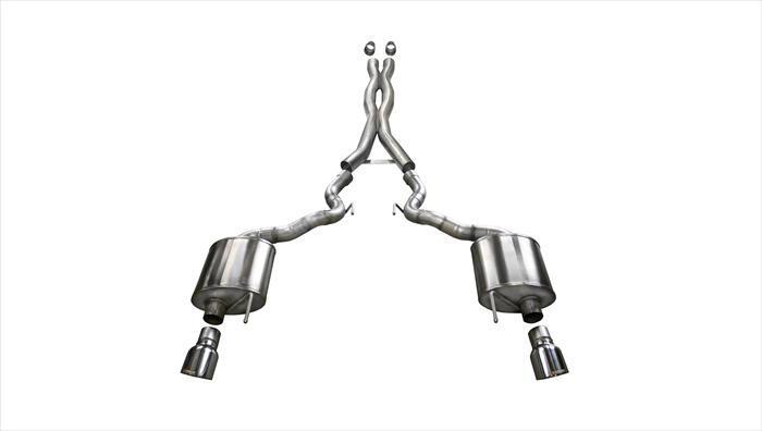 Corsa Xtreme, Sport / 2.75 in Cat-Back 4.5 in Single Tips | 2015-2017 Mustang GT 5.0L V8 Convertible (14342, 14341)