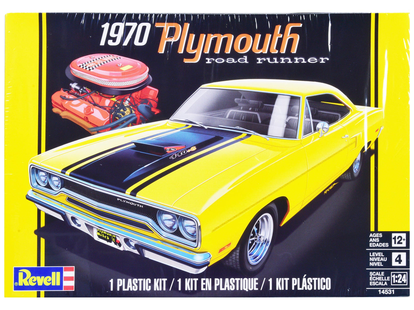 Level 4 Model Kit 1970 Plymouth Road Runner 1/24 Scale Model by Revell free shipping USA