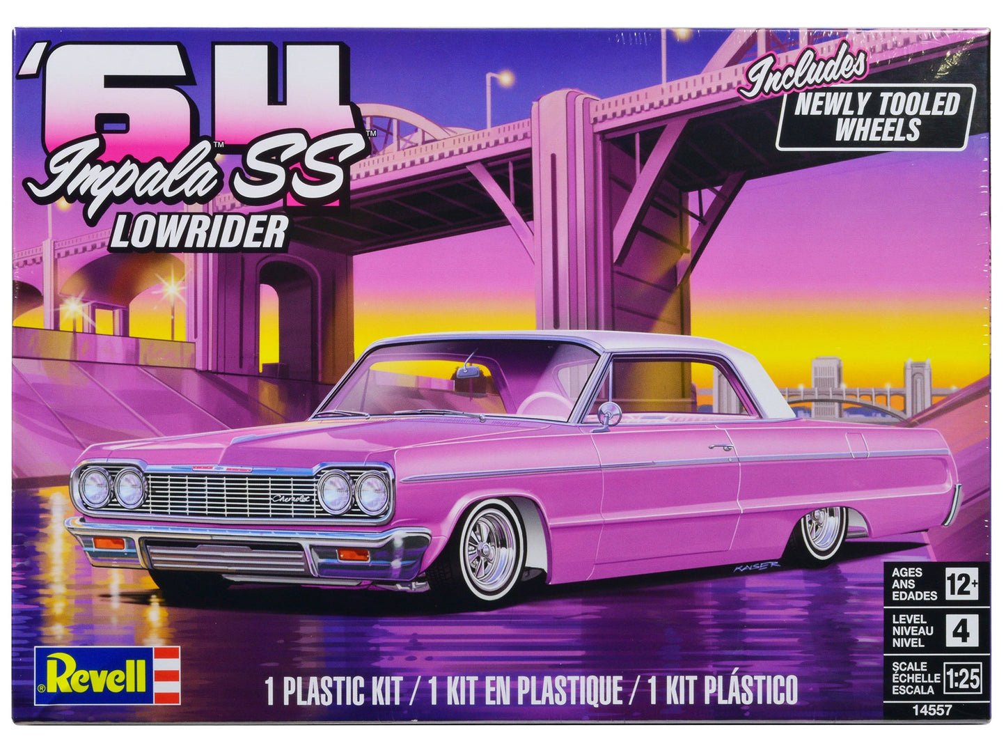 Level 4 Model Kit 1964 Chevrolet Impala SS Lowrider 1/25 Scale Model by Revell free shipping USA