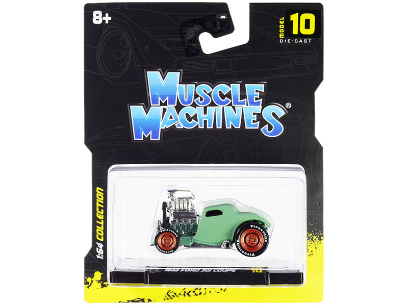 1933 Ford 3W Coupe Light Green 1/64 Diecast Model Car by Muscle Machines free shipping USA
