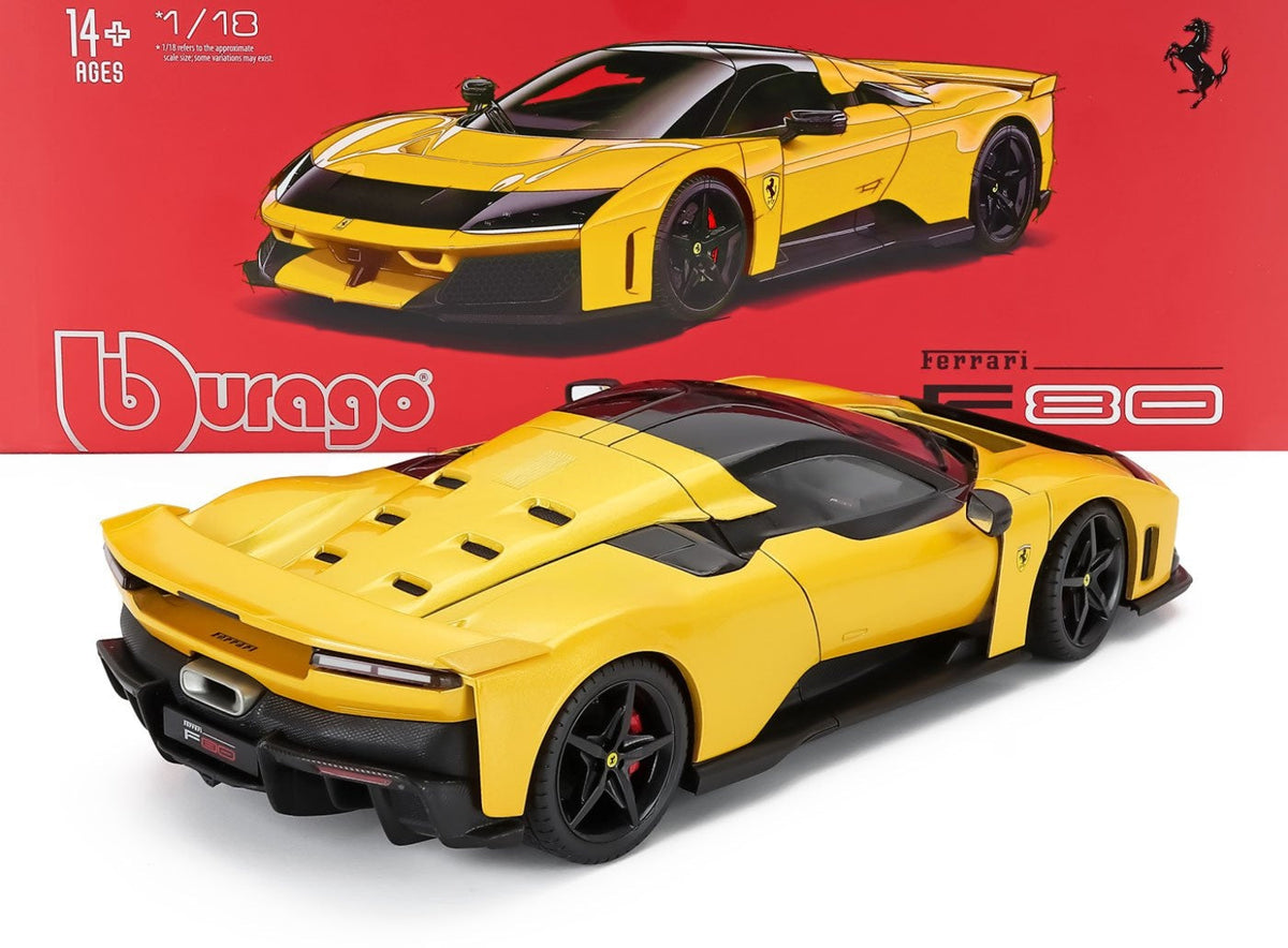 STM Diecast Bburago Signature Series 2024 Ferrari F80 Yellow Metallic (Giallo Tristrato) w/ Black...