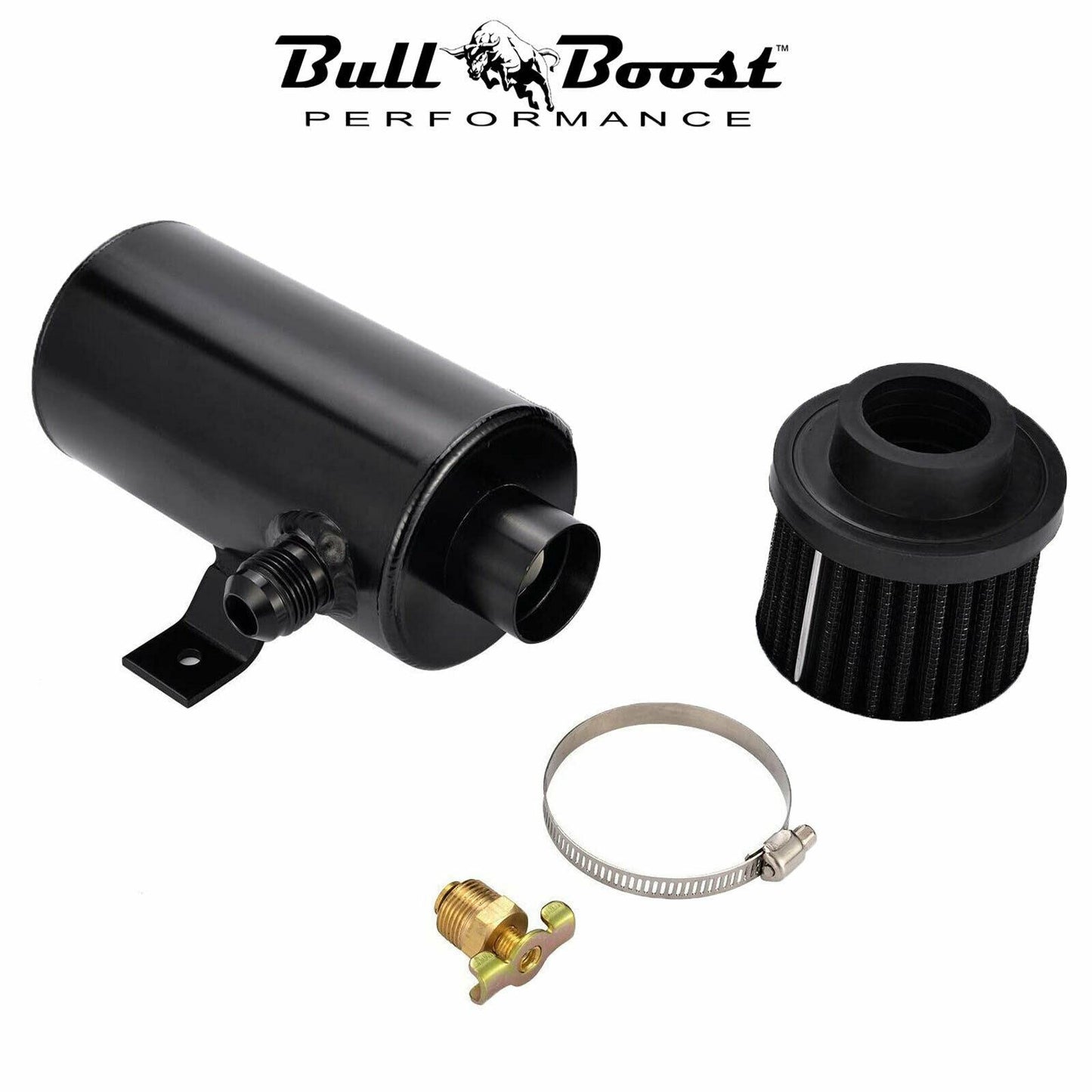 2 port Oil Catch Tank Can Baffled Breather Filter Aluminum 750ml Reservoir