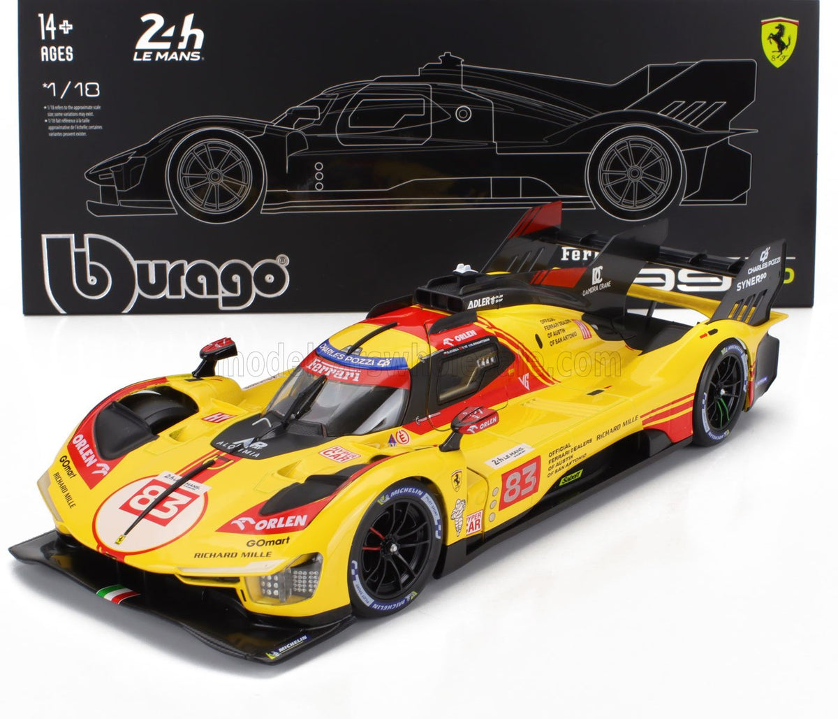 STM Diecast Bburago Ferrari 499P 3.0L Turbo V6 No 83 Team Ferrari AF Corse 2024 24hr Le Mans -...