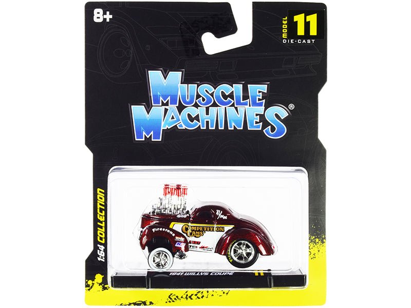 Rapid Vehicles 1941 Willys Coupe Gasser "Competition Cams" Red Metallic and White 1/64 Diecast...