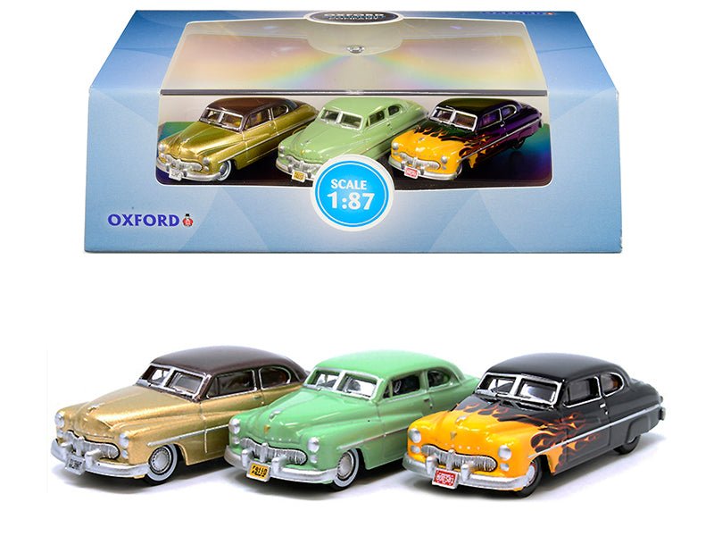Rapid Vehicles 1949 Mercury Set of 3 Cars "70th Anniversary" 1/87 (HO) Scale Diecast Model Cars...
