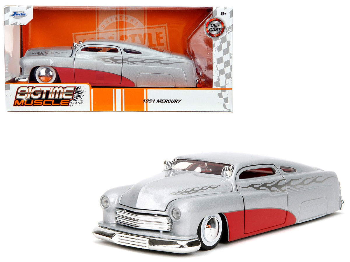 Rapid Vehicles 1951 Mercury Silver Metallic and Red with Flame Graphics and Red Interior "Bigtime...