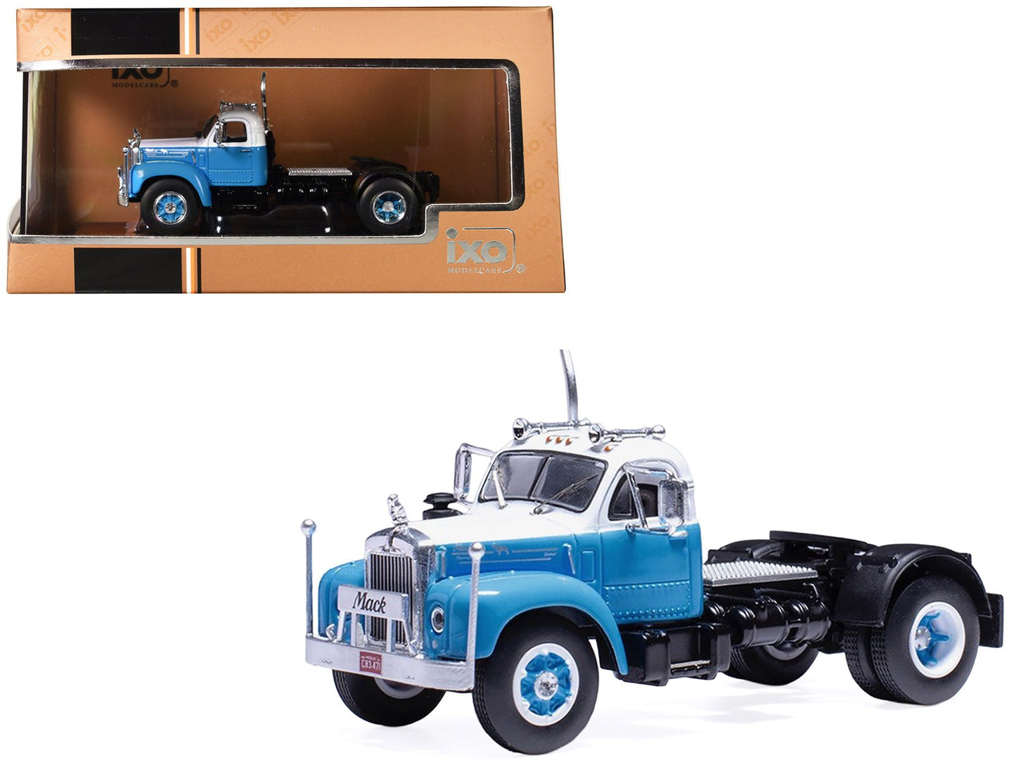1953 Mack B 61 Truck Tractor Blue and White 1/64 Diecast Model by IXO Models free shipping USA
