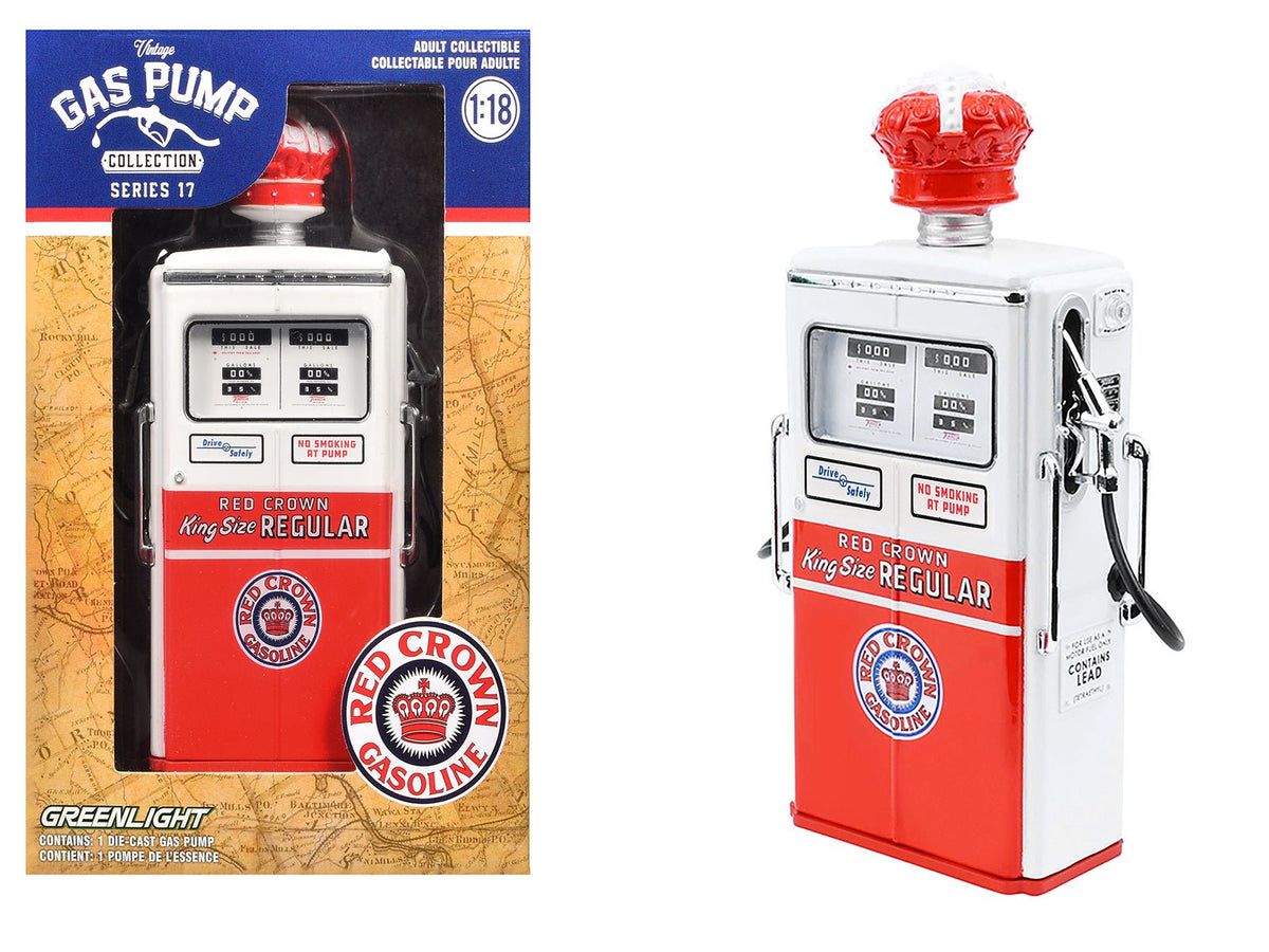 Rapid Vehicles 1954 Tokheim 350 Twin Gas Pump "Red Crown Gasoline" White and Red "Vintage Gas...