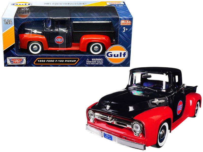 Rapid Vehicles 1956 Ford F-100 Pickup Truck "Gulf" Dark Blue and Red 1/24 Diecast Model Car by...