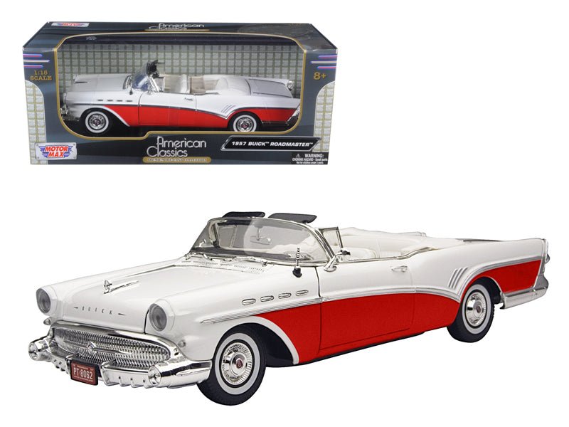 1957 Buick Roadmaster Convertible Red 1/18 Diecast Model Car by Motormax free shipping USA