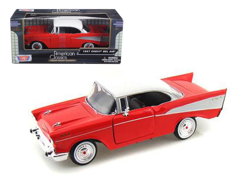 Rapid Vehicles 1957 Chevrolet Bel Air Red with White Top 1/24 Diecast Model Car by Motormax free...