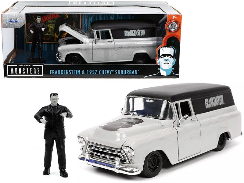 Rapid Vehicles 1957 Chevrolet Suburban Gray and Black with Graphics and Frankenstein Diecast...