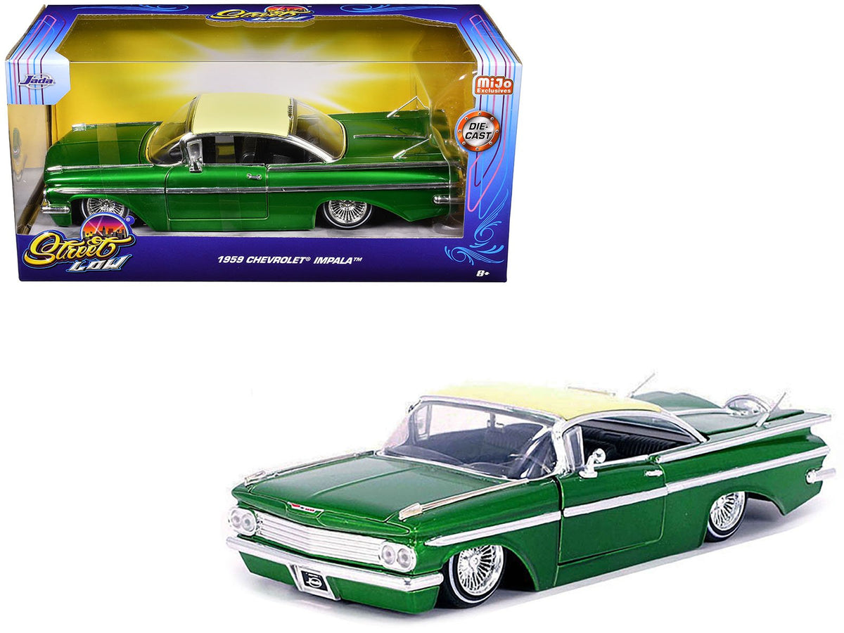 Rapid Vehicles 1959 Chevrolet Impala Lowrider Green Metallic with Cream Top and Wire Wheels...