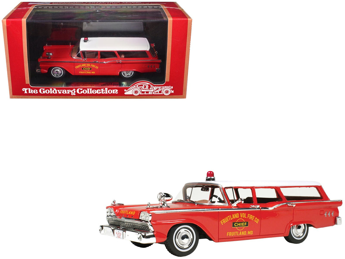 Rapid Vehicles 1959 Ford Country Squire "Fruitland MD Fire Chief" Red with White Top Limited...