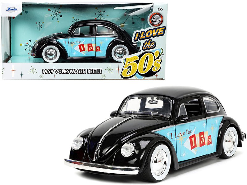 Rapid Vehicles 1959 Volkswagen Beetle Black with Graphics "I Love the 50's" Series 1/24 Diecast...