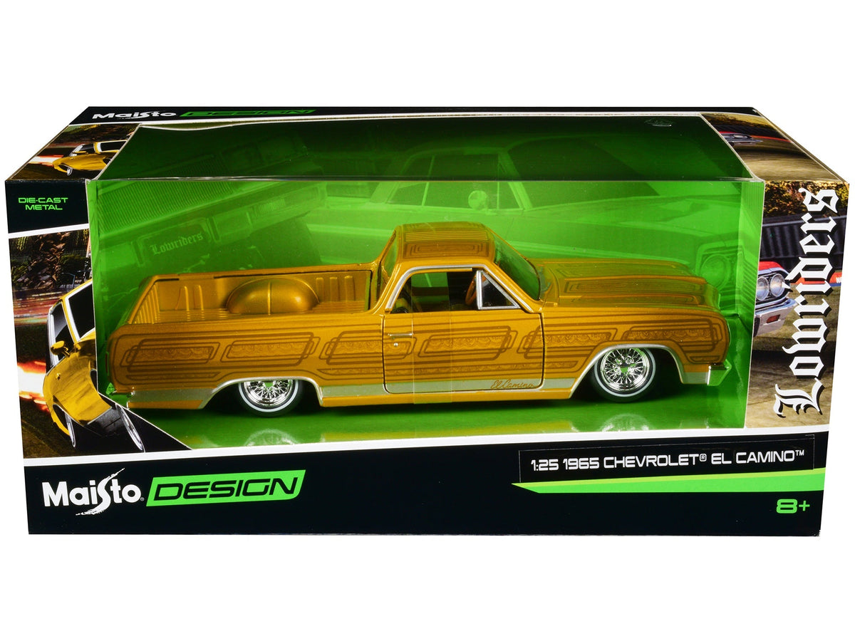Rapid Vehicles 1965 Chevrolet El Camino Lowrider Gold Metallic with Graphics "Lowriders" Series...
