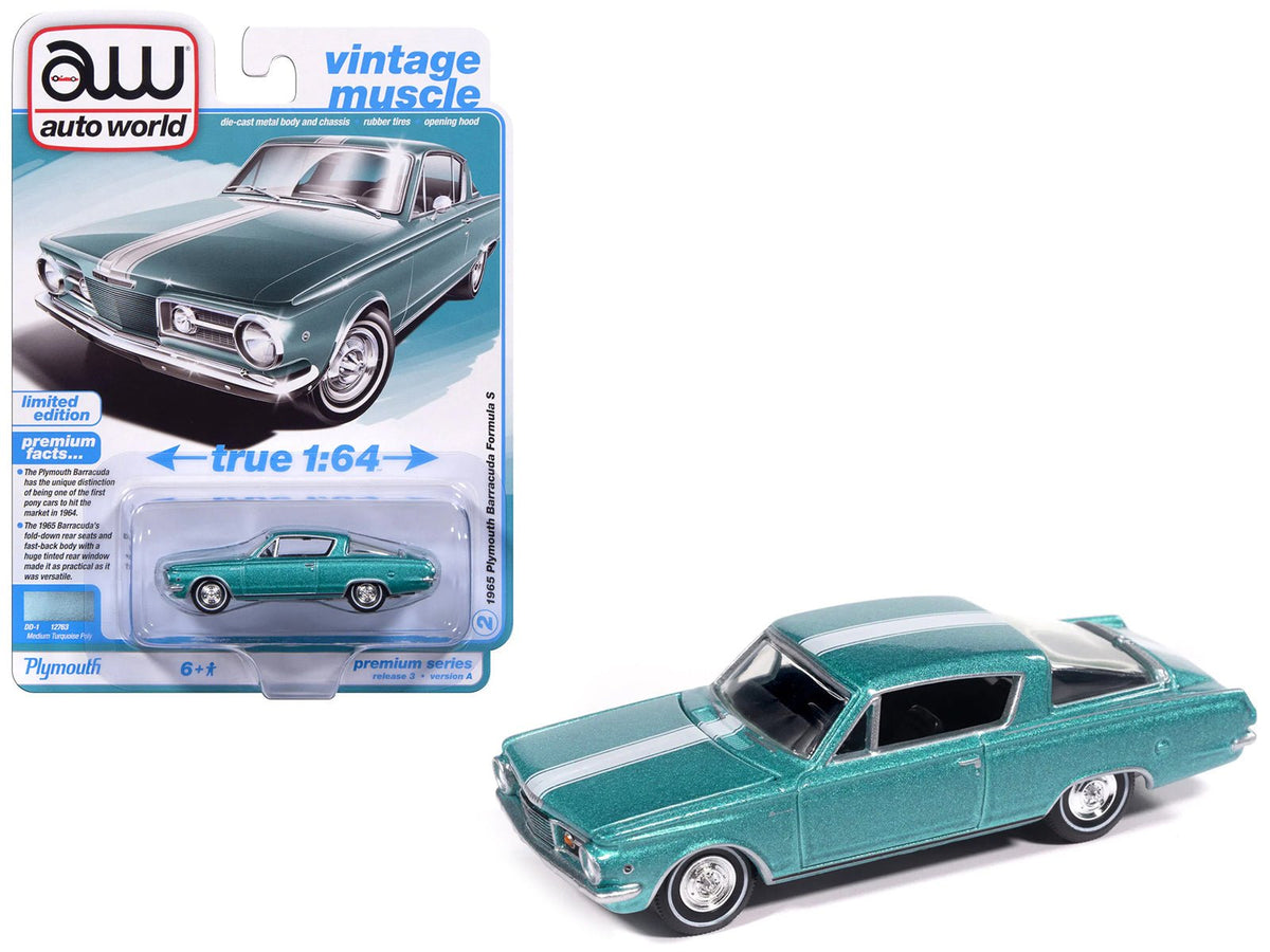 Rapid Vehicles 1965 Plymouth Barracuda Formula S Turquoise Metallic with White Stripe "Vintage...