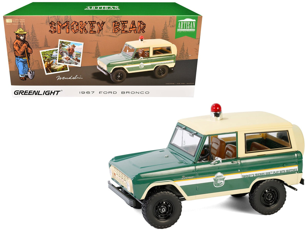 Rapid Vehicles 1967 Ford Bronco "Smokey Bear Forest Ranger" Green and Cream with White Stripes...