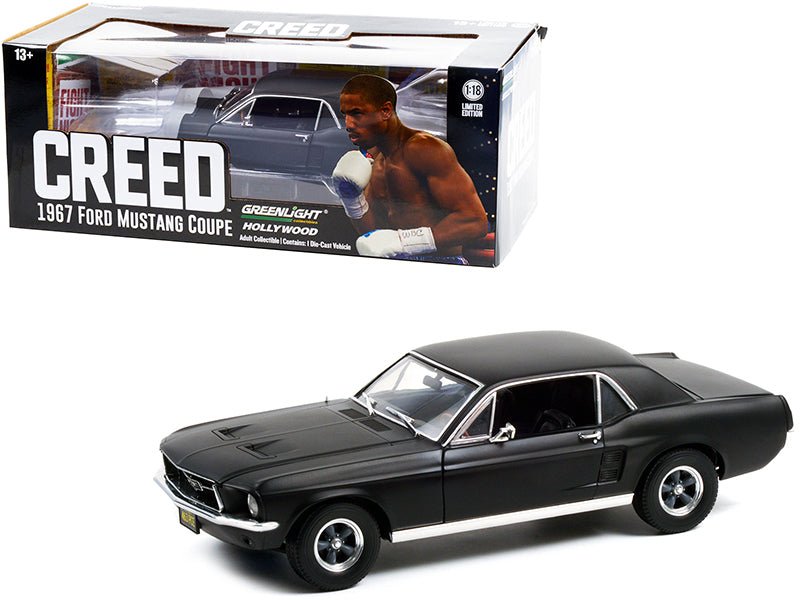 1967 Ford Mustang Coupe Matt Black (Adonis Creed's) "Creed" (2015) Movie 1/18 Diecast Model Car by Greenlight free shipping USA
