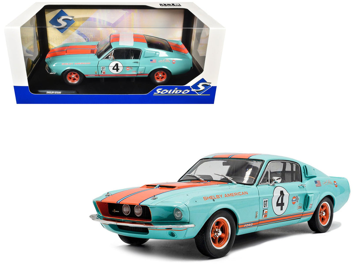 Rapid Vehicles 1967 Shelby GT500 #4 "Gulf Racing Tribute" Light Blue with Orange Stripes 1/18...
