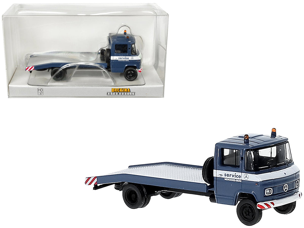 Rapid Vehicles 1968 Mercedes-Benz L 608 D Flatbed Truck Blue with White Stripes "Mercedes-Benz...