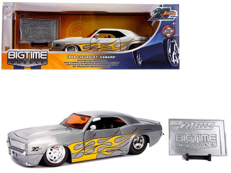 Rapid Vehicles 1969 Chevrolet Camaro Raw Metal with Yellow Flames "Bigtime Muscle" "Jada 20th...