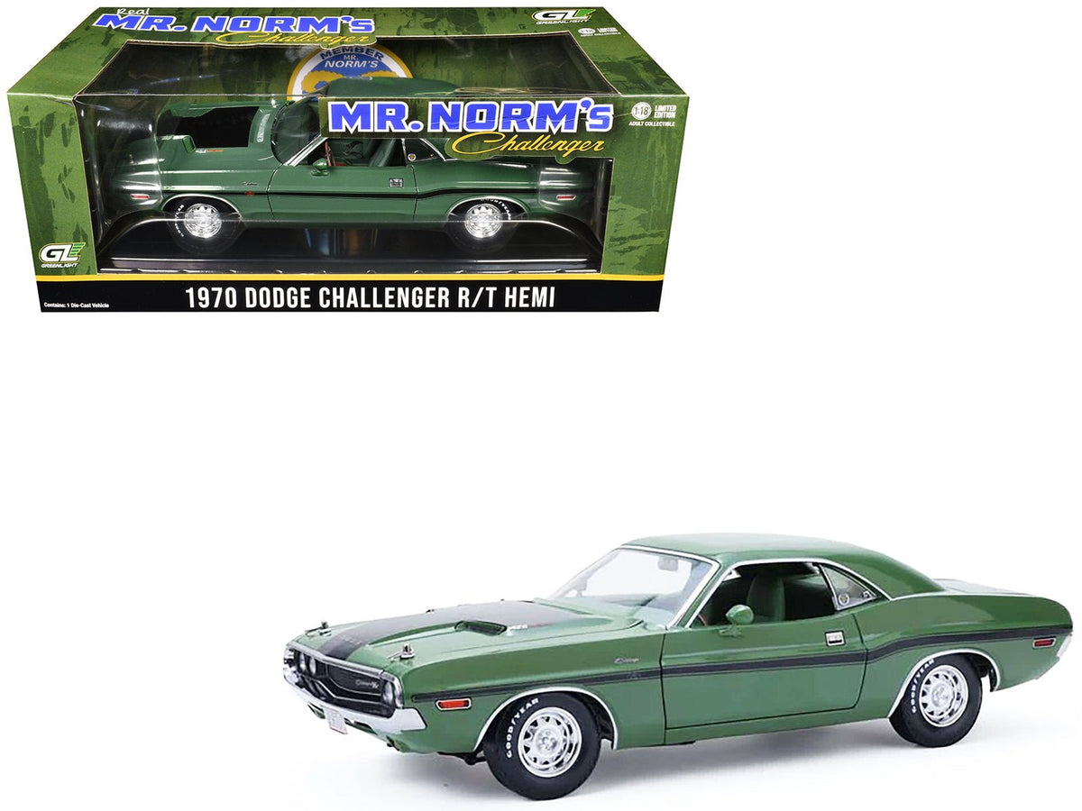 Rapid Vehicles 1970 Dodge Challenger R/T Hemi F8 Green with Black Stripes and Green Interior "Mr....