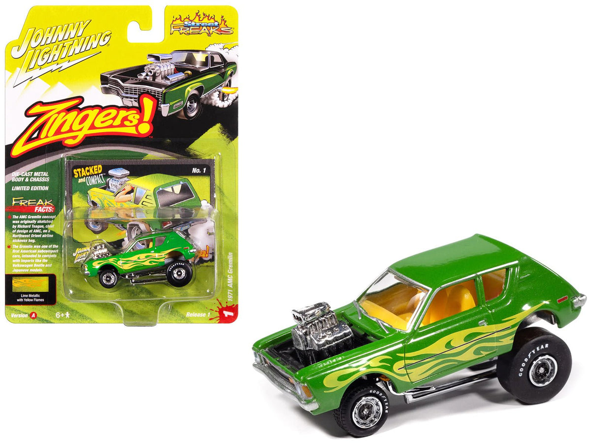 Rapid Vehicles 1971 AMC Gremlin Lime Green Metallic with Yellow Flames and Interior "Zingers!"...
