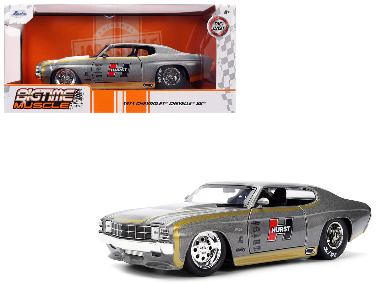 Rapid Vehicles 1971 Chevrolet Chevelle SS "Hurst" Gray Metallic with Gold Stripes "Bigtime...