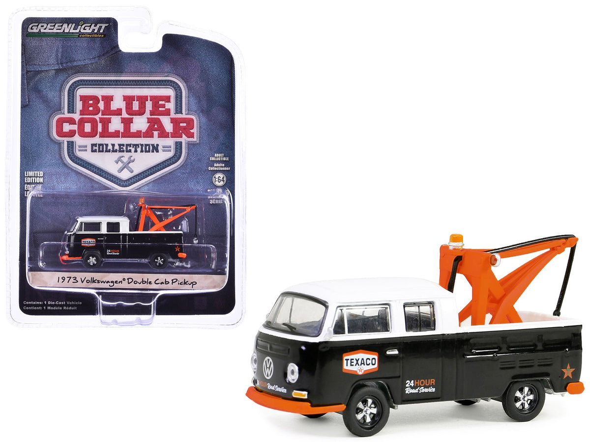 Rapid Vehicles 1973 Volkswagen Double Cab Tow Truck Black and White "Texaco 24 Hour Road Service"...