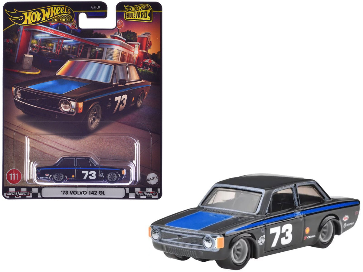 Rapid Vehicles 1973 Volvo 142 GL #73 Black with Blue Stripes and Hood "Boulevard" Series Diecast...
