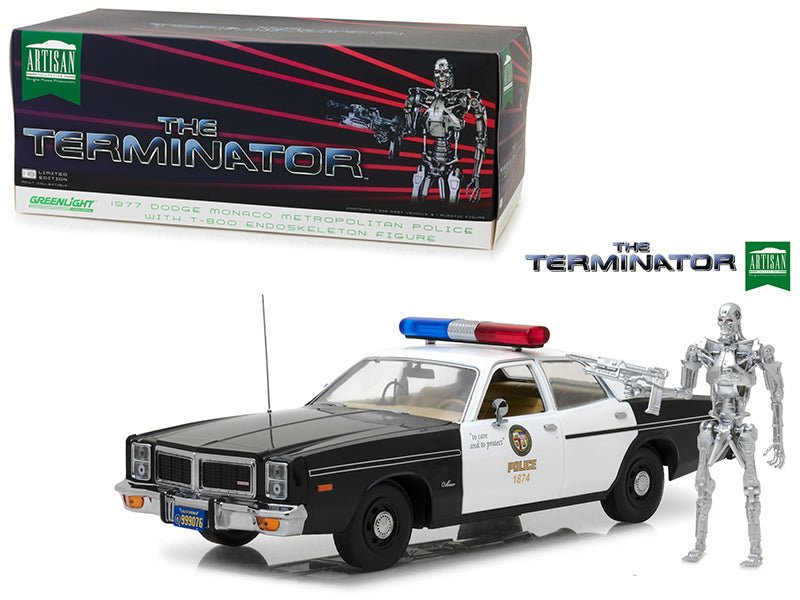 Rapid Vehicles 1977 Dodge Monaco Metropolitan Police with T-800 Endoskeleton Figurine "The...