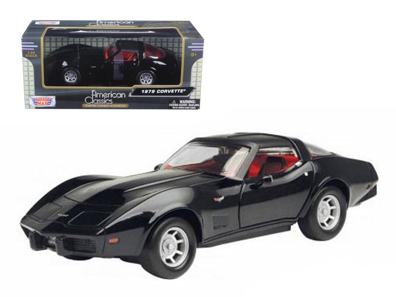 1979 Chevrolet Corvette Black 1/24 Diecast Car Model by Motormax free shipping USA