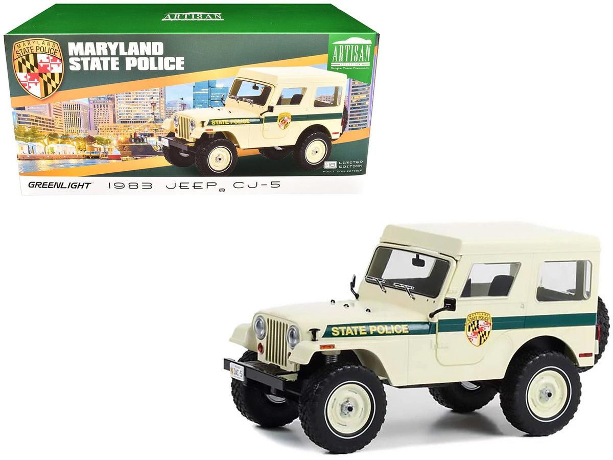 Rapid Vehicles 1983 Jeep CJ-5 Hardtop "Maryland State Police" Beige with Green Stripes "Artisan...
