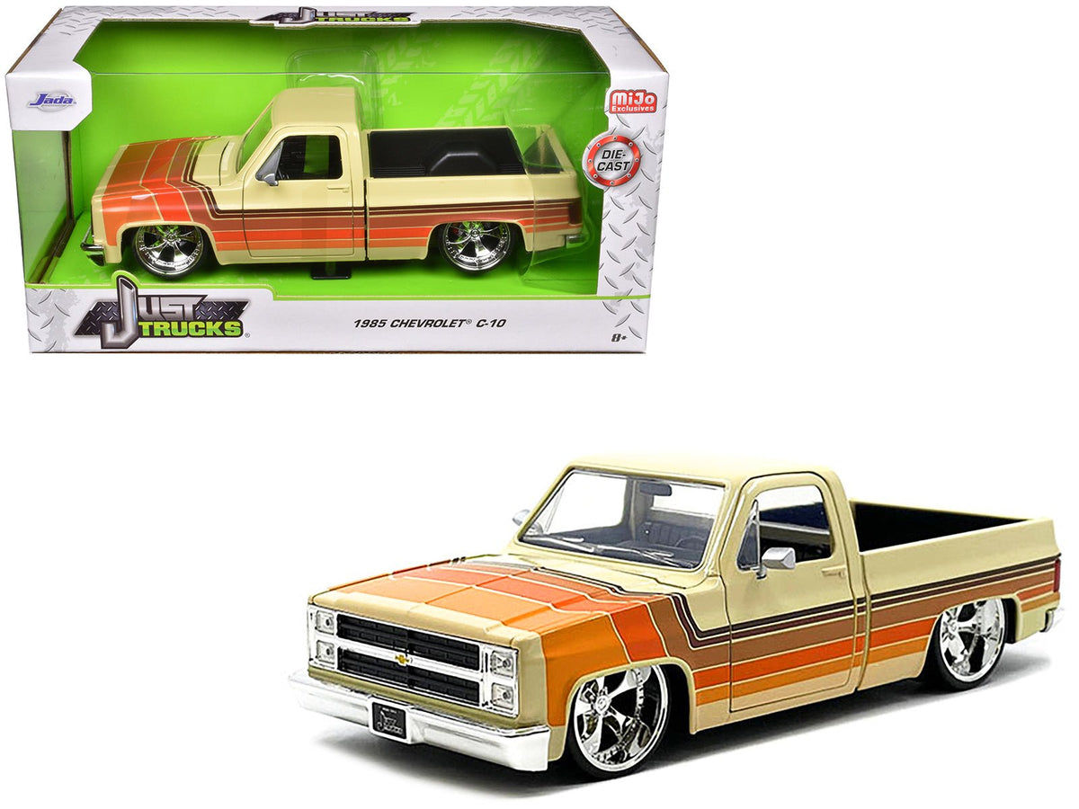 Rapid Vehicles 1985 Chevrolet C-10 Pickup Truck Beige with Stripes and Cartelli Wheels "Just...