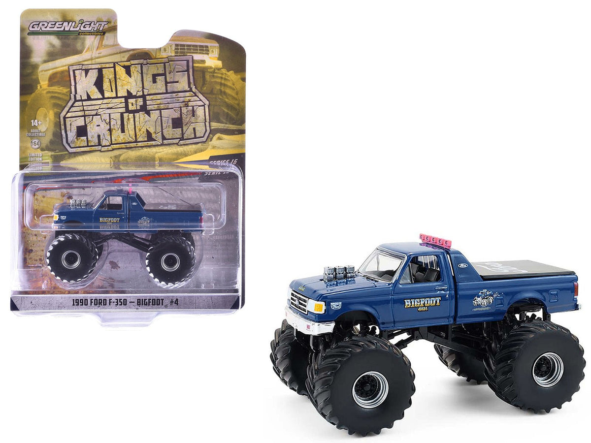 Rapid Vehicles 1990 Ford F-350 Monster Truck "Bigfoot #4" Blue "Kings of Crunch" Series 16 1/64...