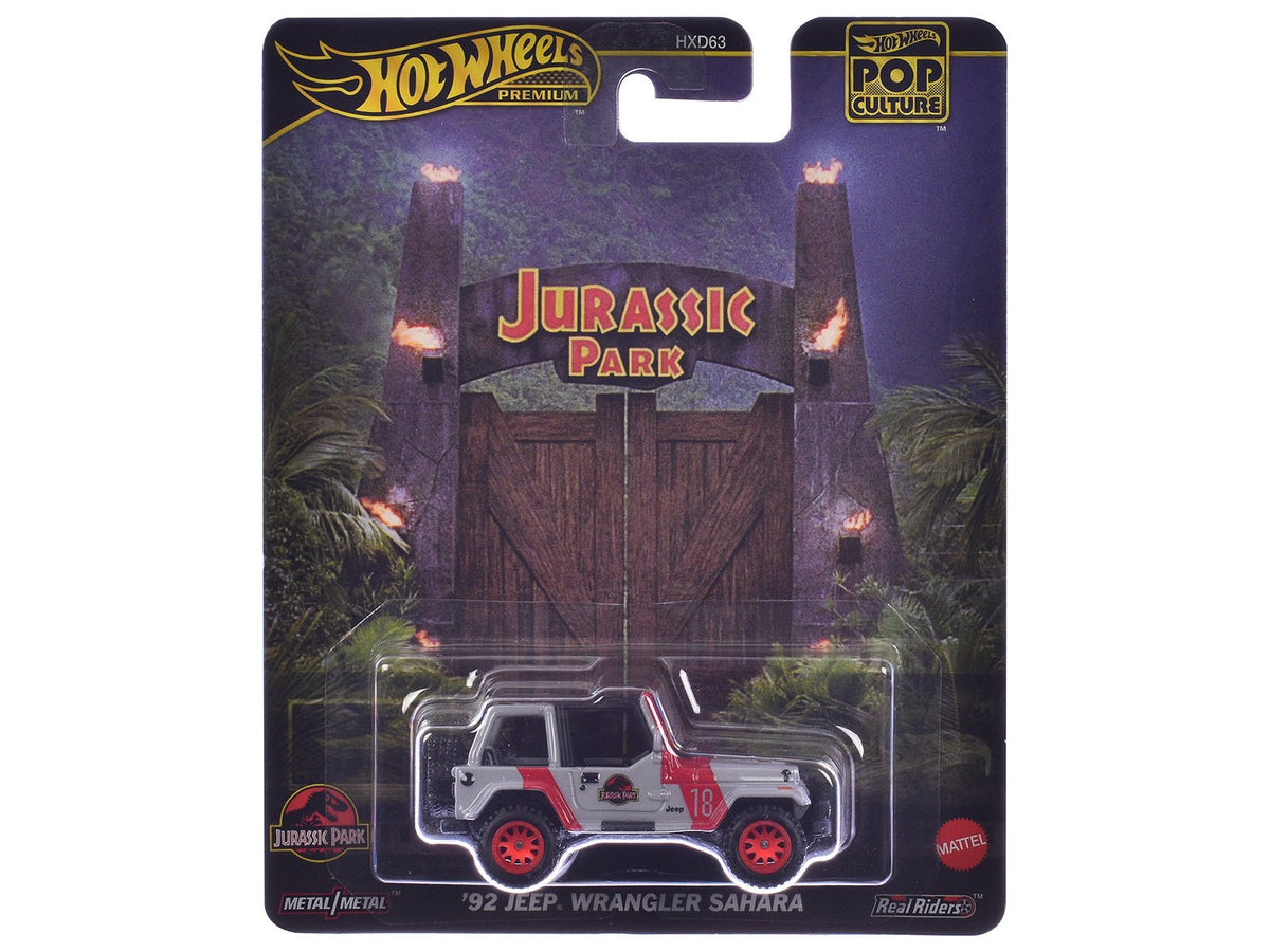 Rapid Vehicles 1992 Jeep Wrangler Sahara Gray with Red Stripes "Jurassic Park" (1993) Movie "Pop...