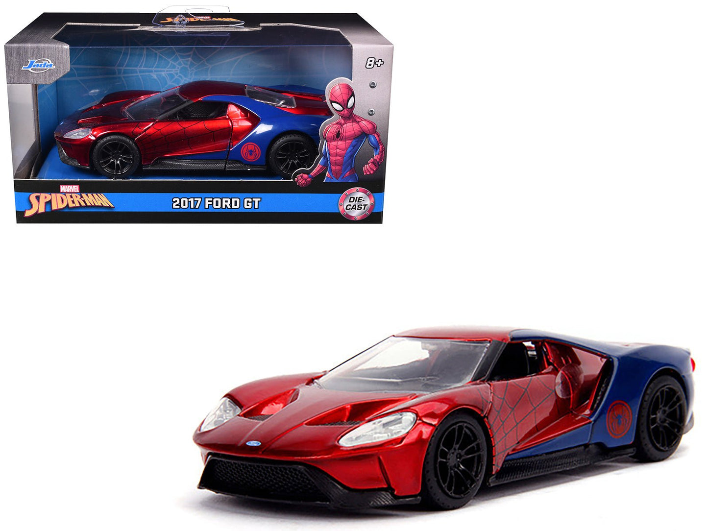 2017 Ford GT "Spider-Man" Theme "Marvel" Series 1/32 Diecast Model Car by Jada free shipping USA