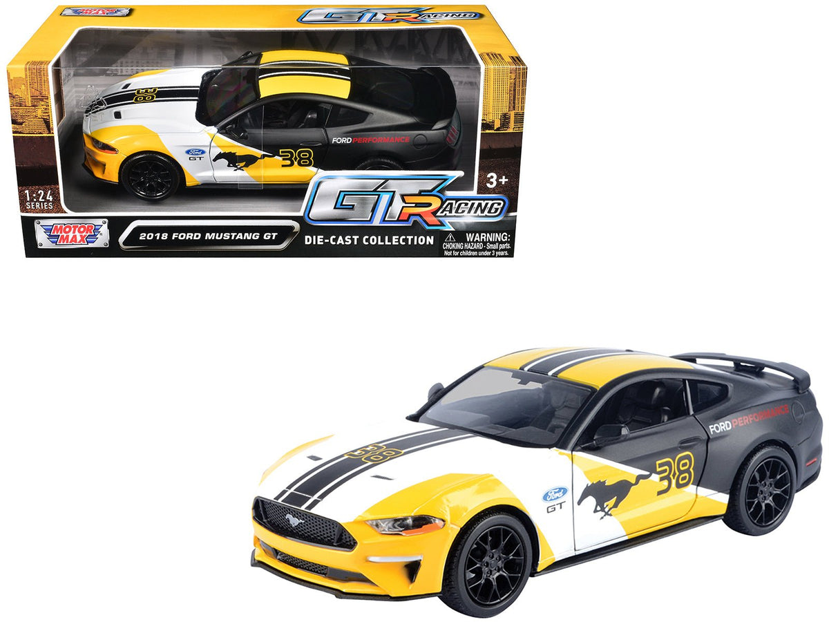 Rapid Vehicles 2018 Ford Mustang GT #38 White and Matt Black with Yellow Graphics "GT Racing"...