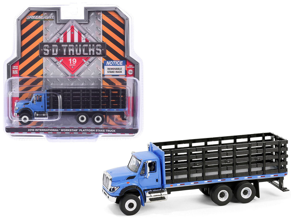 Rapid Vehicles 2018 International WorkStar Platform Stake Truck Blue "S.D. Trucks" Series 19 1/64...