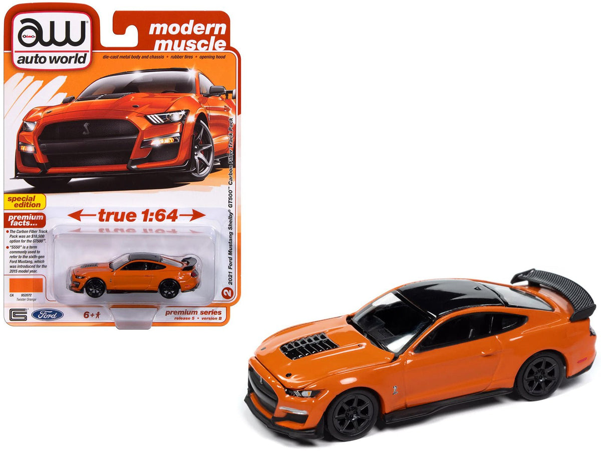 Rapid Vehicles 2021 Ford Mustang Shelby GT500 Carbon Fiber Track Pack Twister Orange with Black...