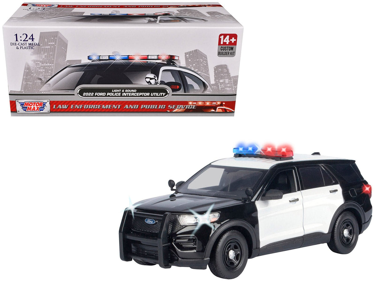 Rapid Vehicles 2022 Ford Police Interceptor Utility Black and White "Builder's Kit" with Flashing...