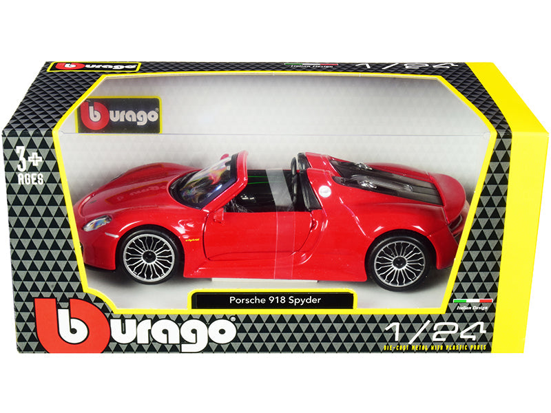 Porsche 918 Spyder Convertible Red 1/24 Diecast Model Car by Bburago free shipping USA
